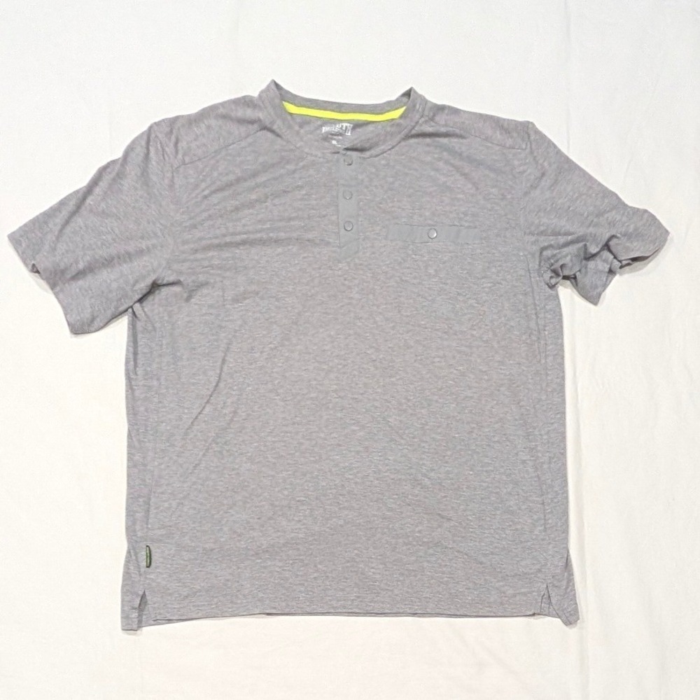 Duluth Trading Co Mens XL Gray Relaxed Fit Henley Short Sleeve Pocket Shirt